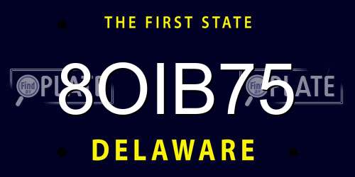 8OIB75 Delaware License Plate