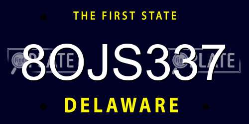 8OJS337 Delaware License Plate