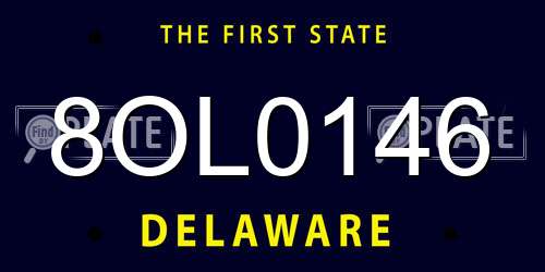 8OL0146 Delaware License Plate