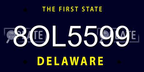 8OL5599 Delaware License Plate