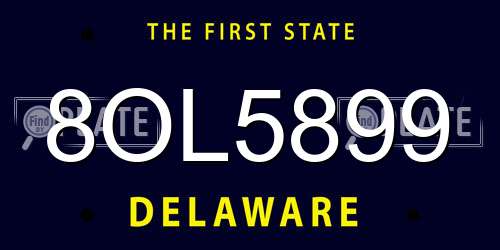 8OL5899 Delaware License Plate