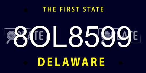 8OL8599 Delaware License Plate