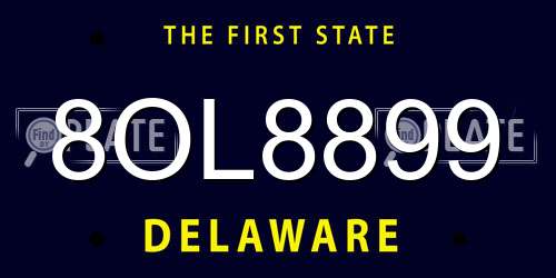 8OL8899 Delaware License Plate