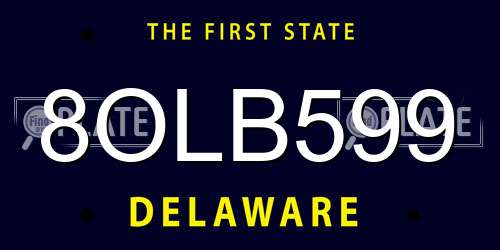 8OLB599 Delaware License Plate