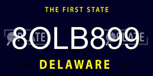 8OLB899 Delaware License Plate