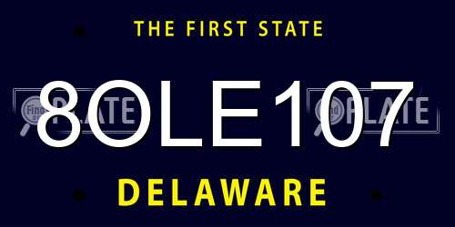 8OLE107 Delaware License Plate