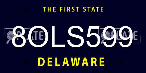 8OLS599 Delaware License Plate