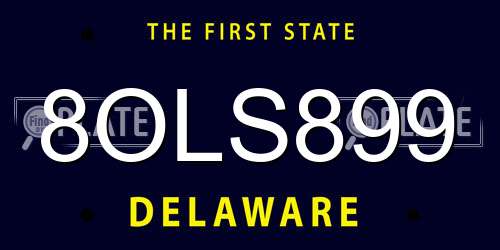 8OLS899 Delaware License Plate