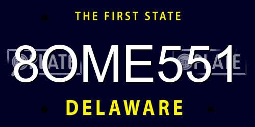 8OME551 Delaware License Plate