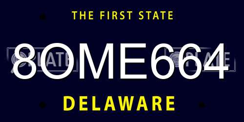 8OME664 Delaware License Plate
