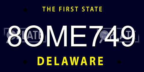 8OME749 Delaware License Plate