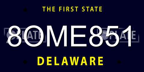 8OME851 Delaware License Plate