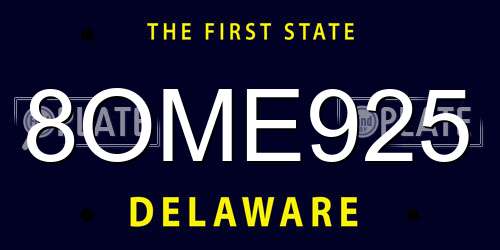 8OME925 Delaware License Plate