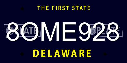8OME928 Delaware License Plate