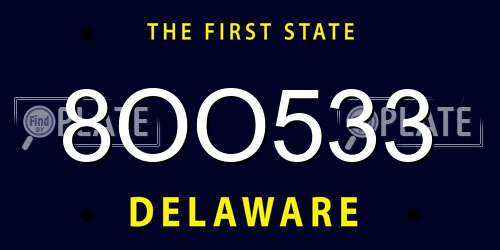 8OO533 Delaware License Plate