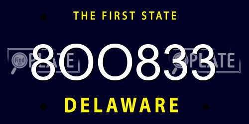 8OO833 Delaware License Plate