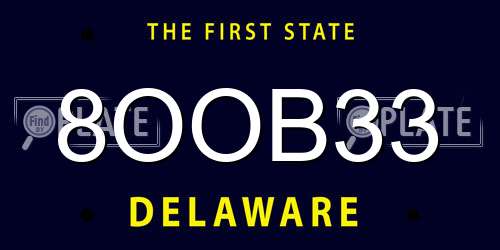 8OOB33 Delaware License Plate