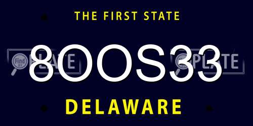 8OOS33 Delaware License Plate