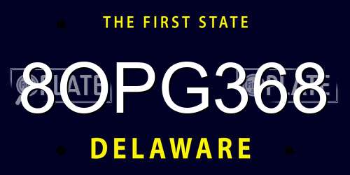 8OPG368 Delaware License Plate