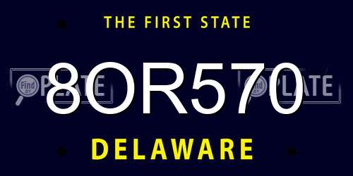 8OR570 Delaware License Plate