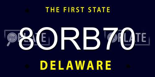 8ORB70 Delaware License Plate