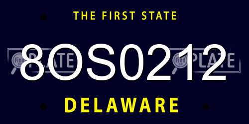 8OS0212 Delaware License Plate