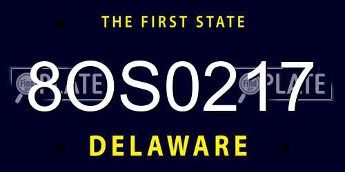 8OS0217 Delaware License Plate