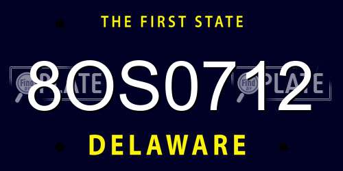 8OS0712 Delaware License Plate