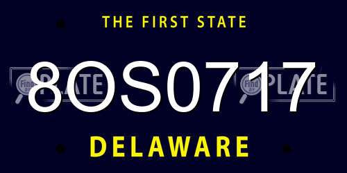 8OS0717 Delaware License Plate