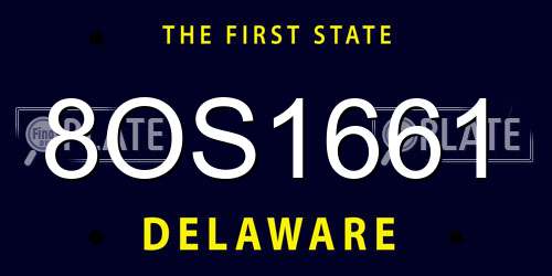 8OS1661 Delaware License Plate