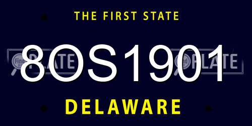 8OS1901 Delaware License Plate