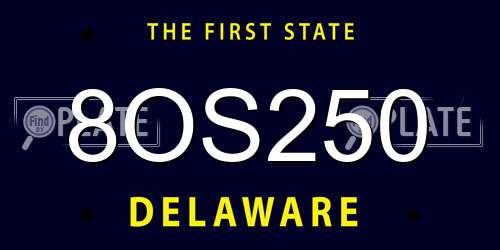 8OS250 Delaware License Plate
