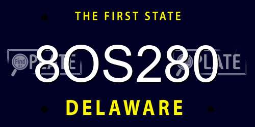 8OS280 Delaware License Plate