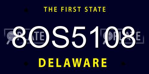 8OS5108 Delaware License Plate