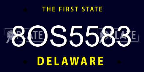 8OS5583 Delaware License Plate
