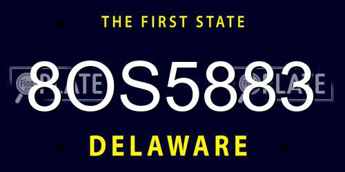 8OS5883 Delaware License Plate