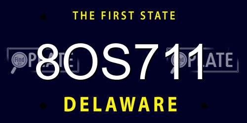8OS711 Delaware License Plate