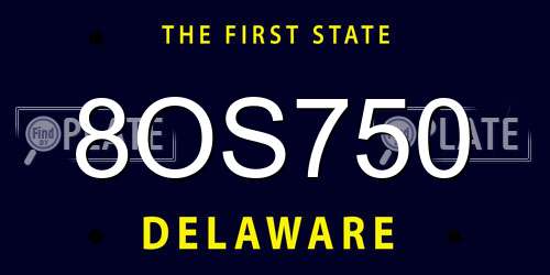 8OS750 Delaware License Plate