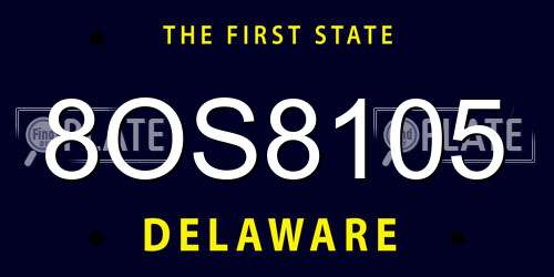 8OS8105 Delaware License Plate