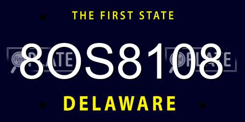 8OS8108 Delaware License Plate