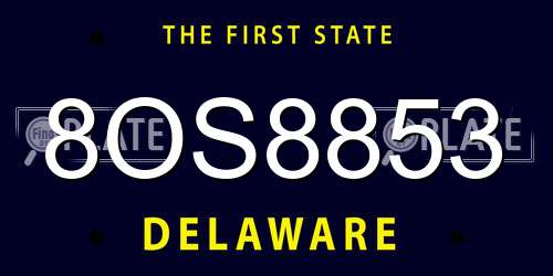 8OS8853 Delaware License Plate