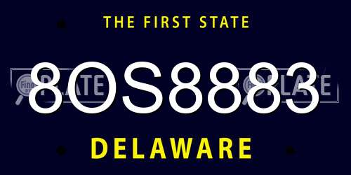 8OS8883 Delaware License Plate