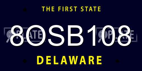 8OSB108 Delaware License Plate