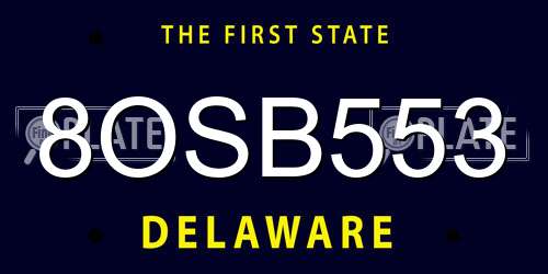8OSB553 Delaware License Plate