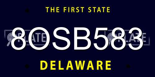 8OSB583 Delaware License Plate