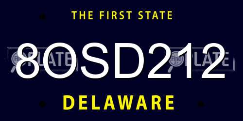 8OSD212 Delaware License Plate