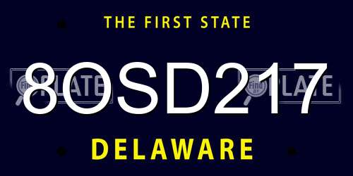 8OSD217 Delaware License Plate