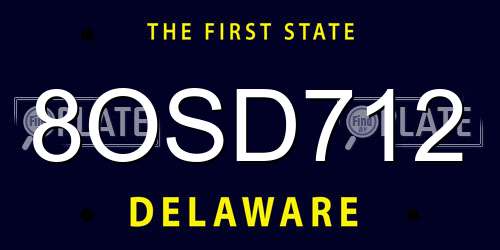 8OSD712 Delaware License Plate