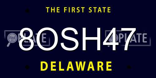 8OSH47 Delaware License Plate