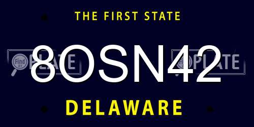 8OSN42 Delaware License Plate